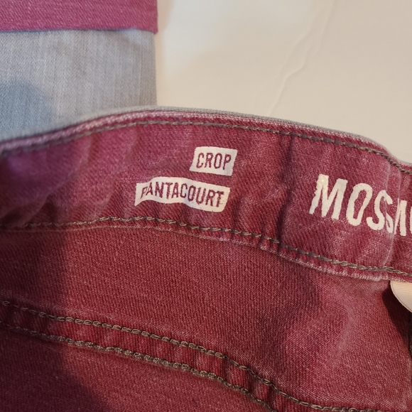 11 Mossimo Grey and Red crop Pantacourt Jeans - Picture 4 of 6